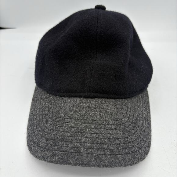 J Crew Hat Cap Mens‎ One Size Black Gray Baseball Wool Cotton Adj Strap - Picture 1 of 10